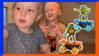 Milo and Indy's Radical TMNT Mutant Mayhem Skateboard Adventure | Kids Playtime Fun!