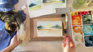 Watercolor painting - super fast landscape in 3 minutes