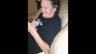 Granny eating pot brownies
