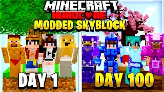 We Survived 100 Days In Minecraft in Modded Skyblock