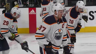 EDMONTON OILERS WARM-UP @ T-MOBILE ARENA LAS VEGAS FEB 15 2018