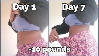 HOW I LOST 10 POUNDS IN 1 WEEK *What I eat*Intermittent fasting+Chloe ting 2 week shred abs at home
