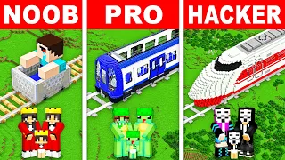 NOOB vs PRO: FAMILY TRAIN HOUSE Build Challenge in Minecraft!