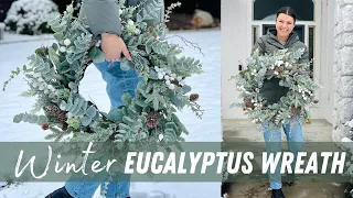 DIY Winter Wreath/ How to Make a Eucalyptus and Evergreen Winter Wreath