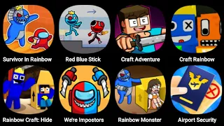 Survivor In Rainbow Monster, Red Blue Stick, Rainbow Master, Craft Adventure, Craft Rainbow Friends