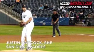 Justin Hancock, RHP, San Diego Padres, Pitching Mechanics, @SlowMoMechanics @MooreBaseball
