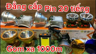 Pin 20h | tổng hợp 4 mẫu đèn pin đội đầu gom xa 1000m pin khủng giá rẻ | đèn soi ếch nấm mối