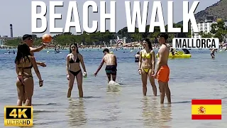 🇪🇸❌BEACH WALK 4K -🌞 ALCUDIA BEACH - 4K 60FPS VIEW🎥 - MALLORCA SPAIN