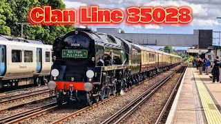 Clan Line 35028 Up fast Redhill Belmond British Pullman