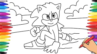 SONIC SUPERSONIC - DRAWING SONIC - COLORING SONIC - HOW TO DRAW  COLORING PAGES