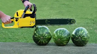 EXPERIMENT CHAINSAW vs 3 WATERMELONS