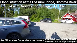 Flood video from the Fossum Bridge at Glomma River at Askim Norway august 11. 2023