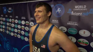 Adam COON'S (USA) semifinals fall gives the United States their first Greco-Roman world medal.