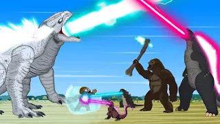 GODZILLA X KONG: Rescue Kong From The Battle on Skull Island - FUNNY??? | Godzilla Cartoons