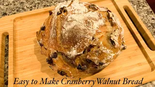 Easy to Make No Knead Cranberry Walnut Bread