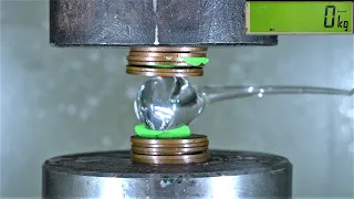 Coins Vs. Prince Rupert's Drop | Which gets crushed first? Hydraulic Press Test!