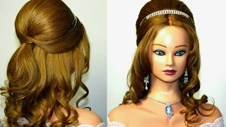 Wedding prom hairstyle for medium  long hair.