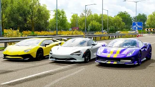 Forza Horizon 4 Drag race: McLaren 720S vs Ferrari 488 Pista vs Lamborghini Aventador LP750-4 SV