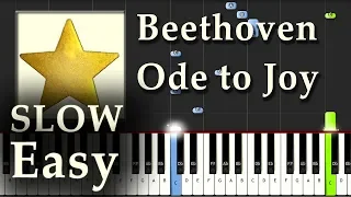 Beethoven - Ode To Joy - Symphonie No 9 - Piano Tutorial Synthesia Easy SLOW- How To Play