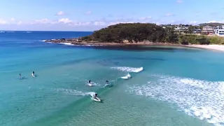 Surfing in a winter paradise