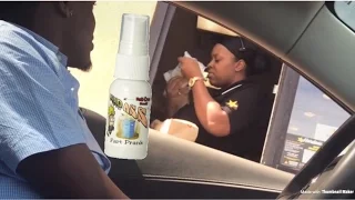 SPRAYING FART SPRAY IN FAST FOOD DRIVE THRU PRANK!!! (PUBLIC PRANK)