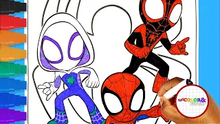 Coloring Marvel's Spidey and His Amazing Friends with Spidey Logo as the Background | Episode 11
