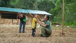 The whole family works together to garden and grow vegetables, farm life, survival alone