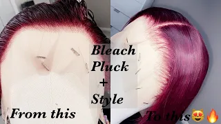 HOW TO: Bleach Knots, Pluck + Style a 99J lace front wig🔥😻ft.ISEEHAIR|Jada Demetria