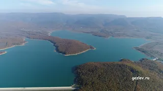 Чернореченское водохранилище, Балаклавский район, Крым. Вид с высоты птичьего полета.