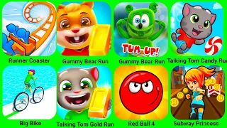 Runner Coaster, Talking Pet Gold Run, Talking Tom Candy Run, Gummy Bear Run, Talking Tom Gold Run...