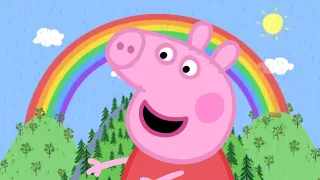 Peppa Pig Enjoys Chasing Rainbows on a Rainy Day