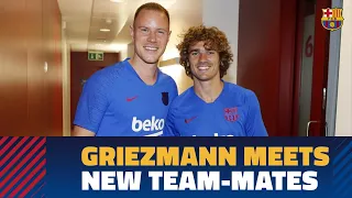 Antoine Griezmann meets his new team-mates