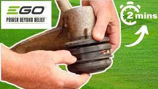 How to remove the trimmer head on a 56 volt cordless EGO WEED TRIMMER in less than 2minutes Simple