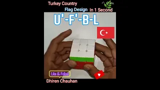 44-TURKEY Country Flag pattern in Rubik's Cube 3x3 in 1 Second(U'-F'-B-L)