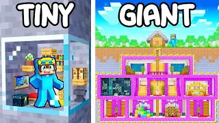 GIANT vs TINY Secret Base in Minecraft!
