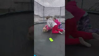 Rolling my cousin and sister on the trampoline and singing the umpa lumpa song from Willy Wonka