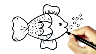 How to draw Fish Drawing || Fish Drawing easy step by step using number 3 || Number Drawing. By Arya