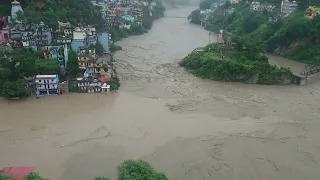 Ganga river got huge flooded water in Devprayag on 14Aug2023