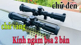 2 MẪU KÍNH NGẮM BSA TMD CHỮ VÀNG VÀ CHỮ ĐEN THÔNG SỐ 4-14X44 FFP - CHỐNG NHẢY TÂM - TÂM KHẮC KÍNH