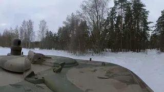 T-26 WW2 Tank Maneuvering In Forest Edge And Open Field  [360 VR]