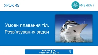 Фізика 7 клас. Розв’язування задач. Умови плавання тіл (Урок 49)