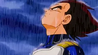 vegeta cantando con la carita empapada