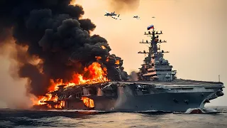 Today's Tragedy! Ukrainian A-10 WARTHOG Fighter Jet Destroys Russian Aircraft Carrier