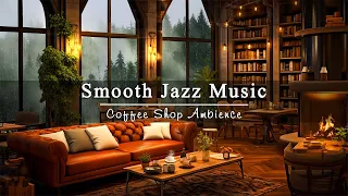 Smooth Jazz Background Music in Cozy Coffee Shop Ambience with Crackling Fireplace for Relax, Study