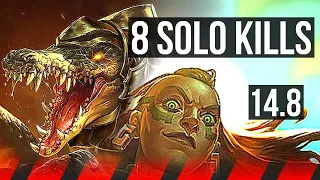 RENEKTON vs ILLAOI (TOP) | 8 solo kills, 12/3/7, Dominating, 35k DMG | KR Diamond | 14.8