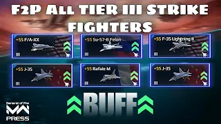 All F2P Strike Fighter Tier 3 Total Damage Test (Get BUFF) - Modern Warships