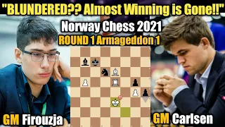 Norway Chess 2021 | Alireza Firouzja VS Magnus Carlsen | Round 1 Armageddon 1