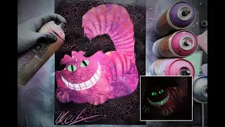 Cheshire cat GLOW IN DARK - SPRAY PAINT ART - by Skech