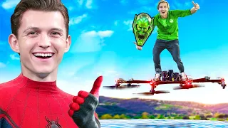 I surprised TOM HOLLAND with my REAL life FLYING HOVERBOARD from Spider-Man!