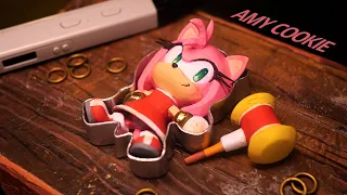Amy Rose cookie in cookie cutter. If I fits, I sits! [Sonic]